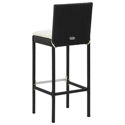 vidaXL Garden Bar Stools with Cushions 4 pcs Black Poly Rattan 6