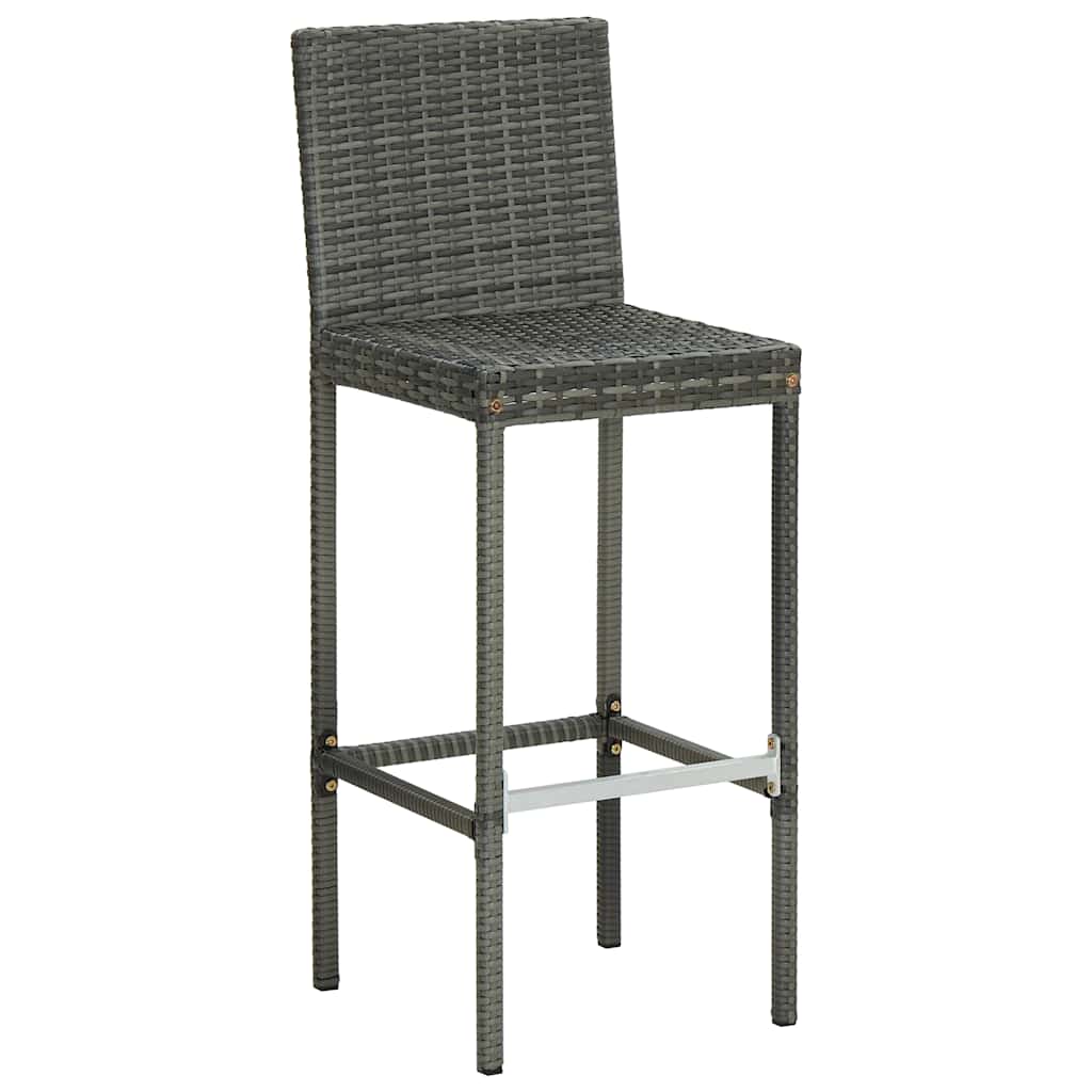 vidaXL Garden Bar Stools with Cushions 4 pcs Grey Poly Rattan 3