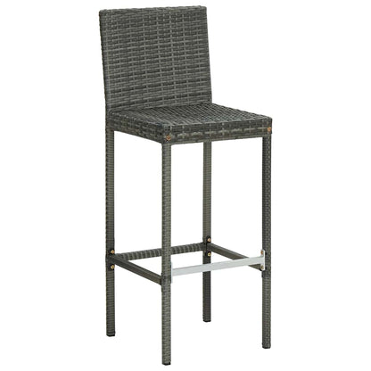 vidaXL Garden Bar Stools with Cushions 4 pcs Grey Poly Rattan 3