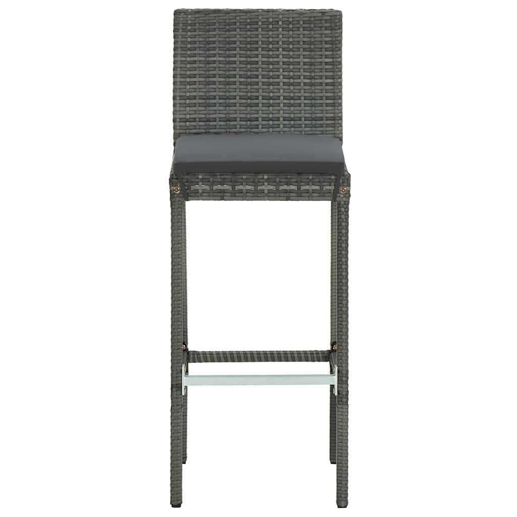 vidaXL Garden Bar Stools with Cushions 4 pcs Grey Poly Rattan 4