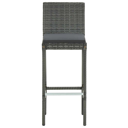 vidaXL Garden Bar Stools with Cushions 4 pcs Grey Poly Rattan 4