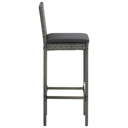 vidaXL Garden Bar Stools with Cushions 4 pcs Grey Poly Rattan 5