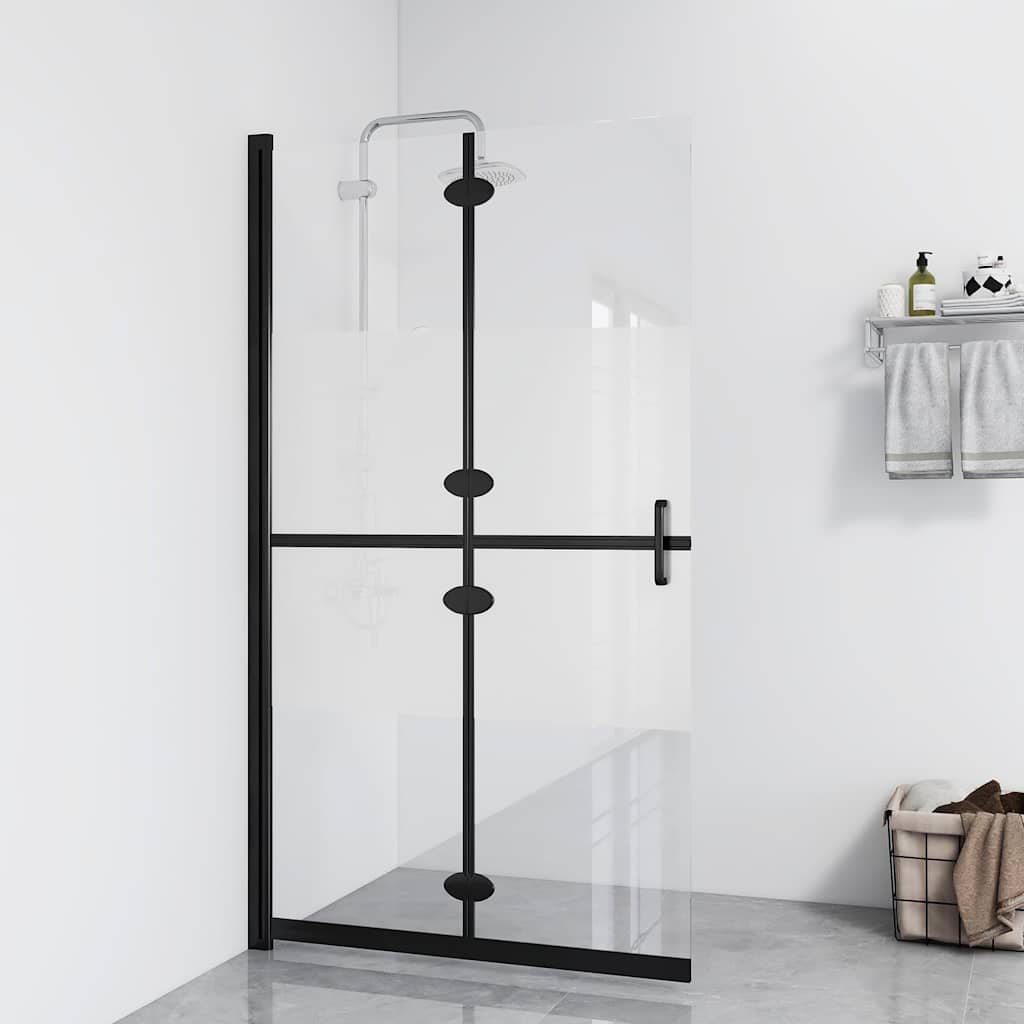 vidaXL Foldable Walk-in Shower Wall Half Frosted ESG Glass 120x190 cm 1