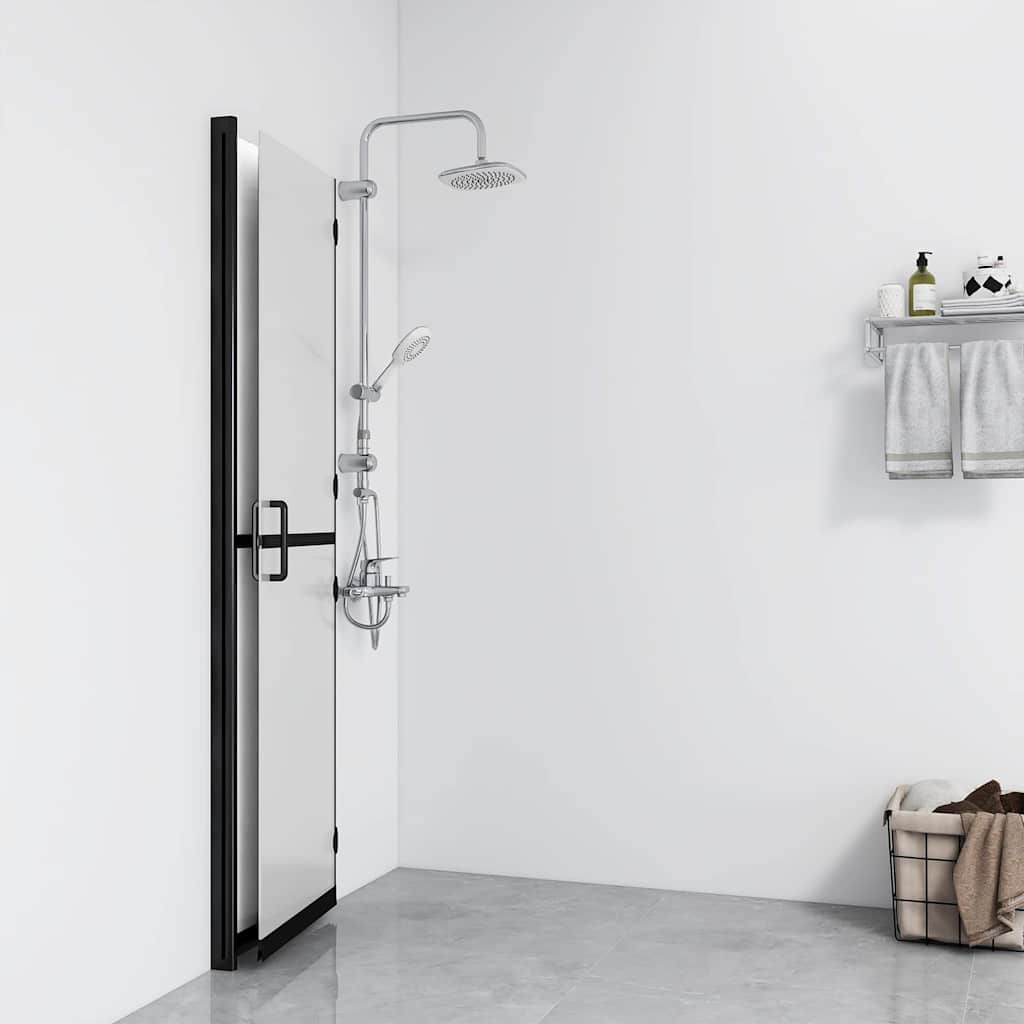 Foldable Walk-in Shower Wall Frosted ESG Glass Black frame/frosted Glass 120 x 190 cm