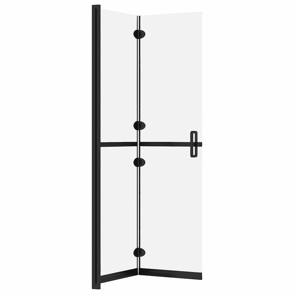 Foldable Walk-in Shower Wall Frosted ESG Glass Black frame/frosted Glass 120 x 190 cm