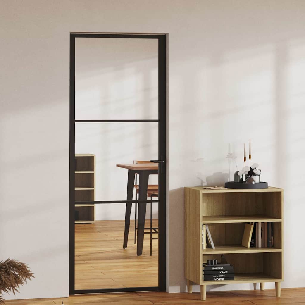 vidaXL Interior Door ESG Glass and Aluminium Black