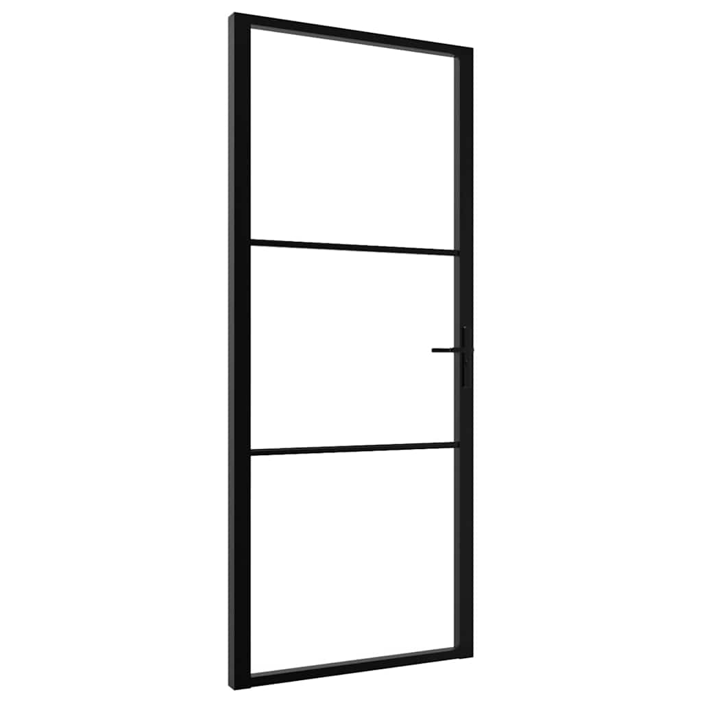 vidaXL Interior doors 93 x 201.5 cm Aluminium Black and Transparent 2