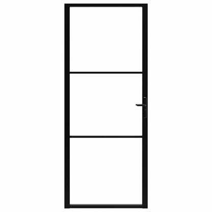 vidaXL Interior doors 93 x 201.5 cm Aluminium Black and Transparent 3