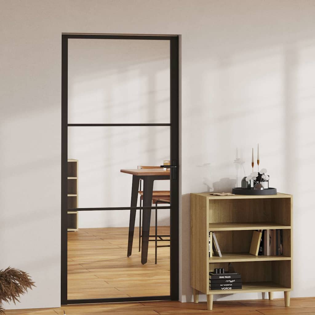 vidaXL Interior doors 93 x 201.5 cm Aluminium Black and Transparent 1