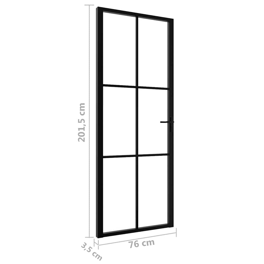 vidaXL Interior doors 76 x 201.5 cm Aluminium Black and Transparent 6