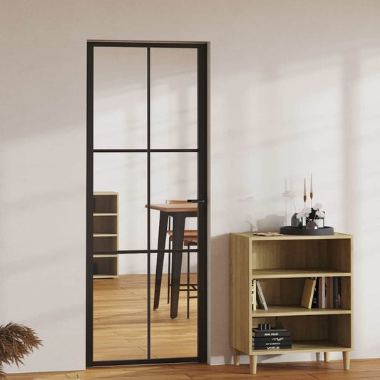 vidaXL Interior doors 76 x 201.5 cm Aluminium Black and Transparent 1
