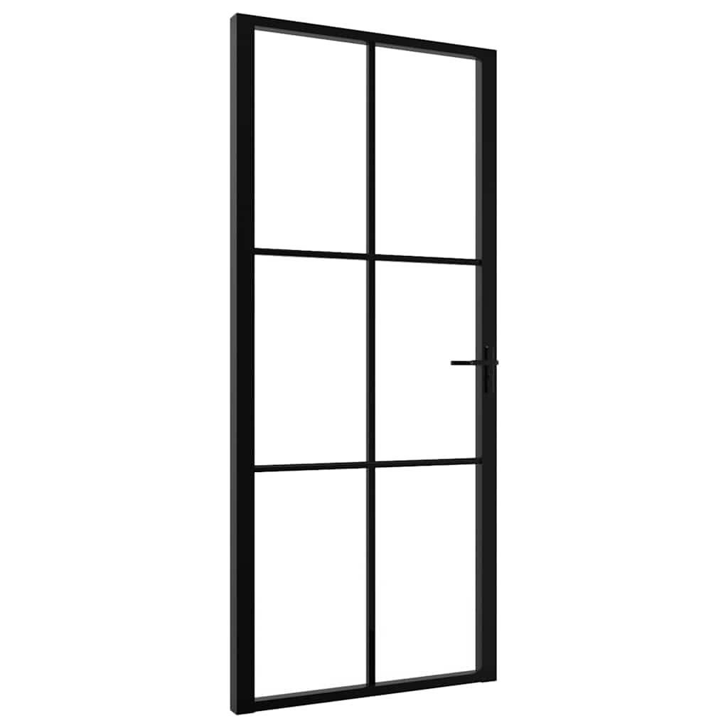 vidaXL Interior doors 93 x 201.5 cm Aluminium Black and Transparent 2