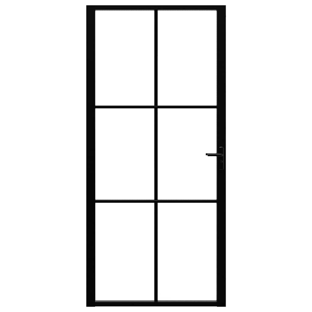vidaXL Interior doors 93 x 201.5 cm Aluminium Black and Transparent 3