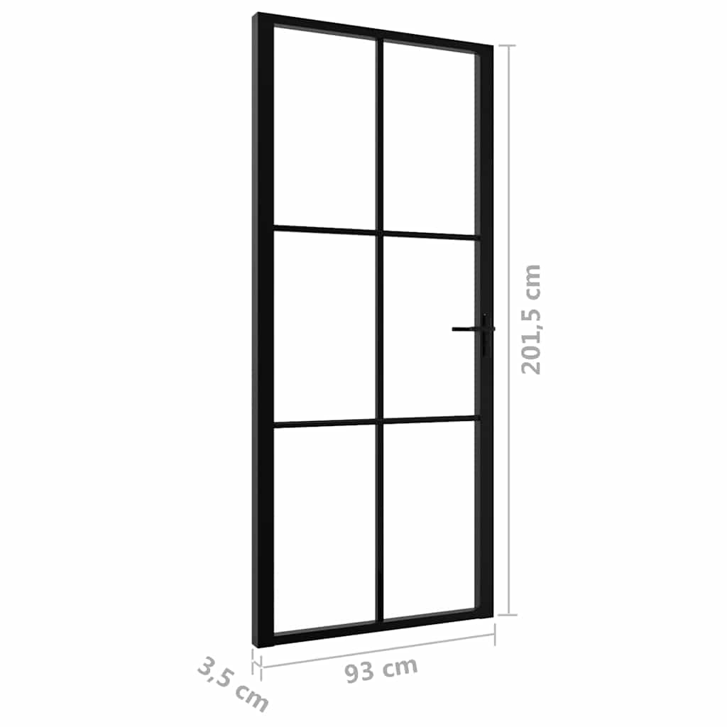 vidaXL Interior doors 93 x 201.5 cm Aluminium Black and Transparent 6