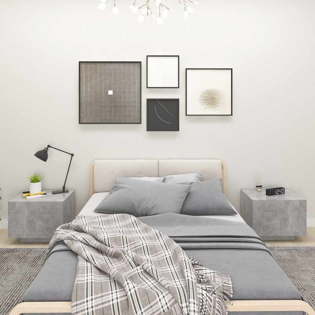 Bedside Cabinet 100x35x40 cm Engineered Wood Concrete grey