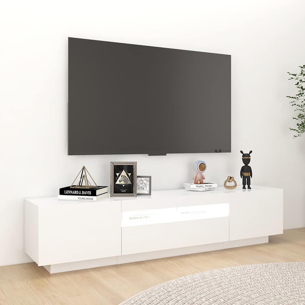 TV Cabinet with LED Lights 180x35x40 cm White