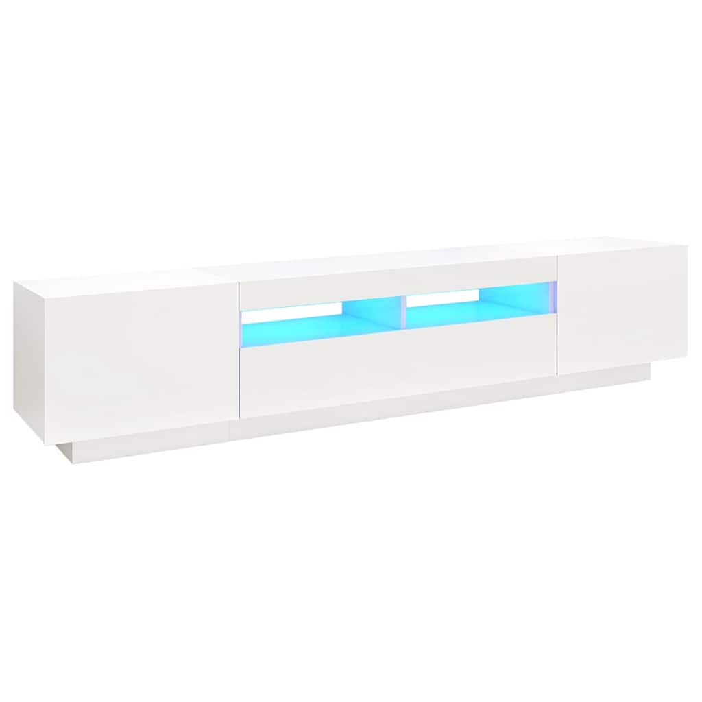 TV Cabinet with LED Lights 200x35x40 cm White