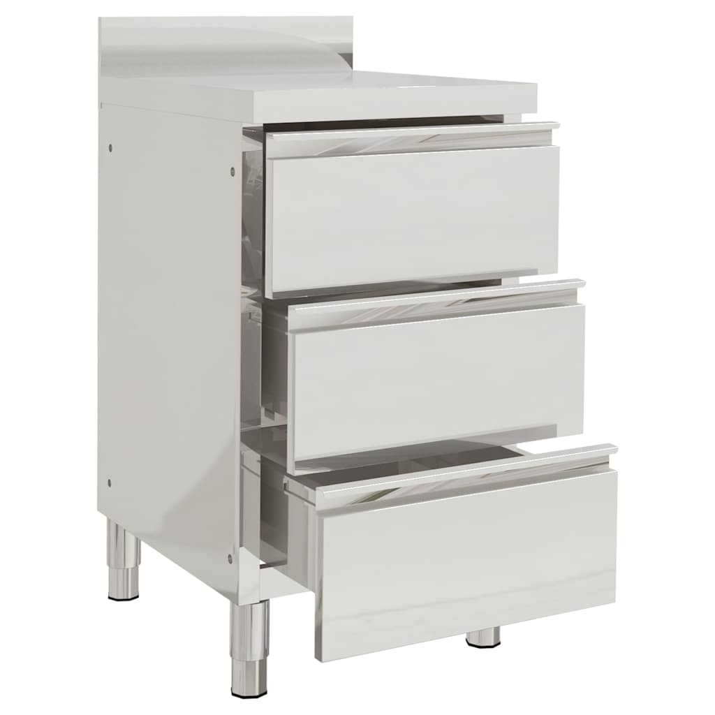 vidaXL Commercial Kitchen Cabinet with 3 Drawers 50x60x96 cm 2