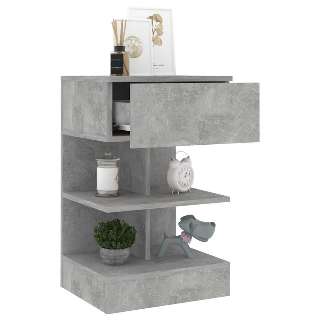 Bedside Cabinet 40x35x65 cm Engineered Wood Concrete grey 2
