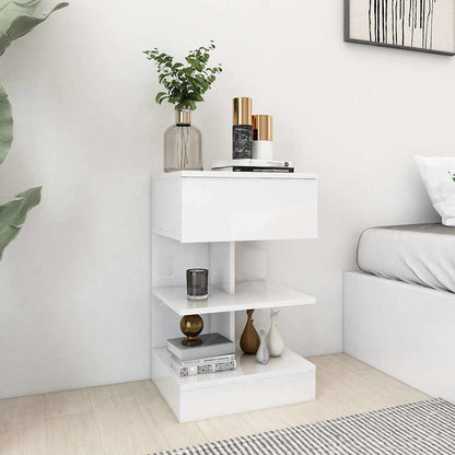 Bedside Cabinet 40x35x65 cm Engineered Wood High gloss white 1