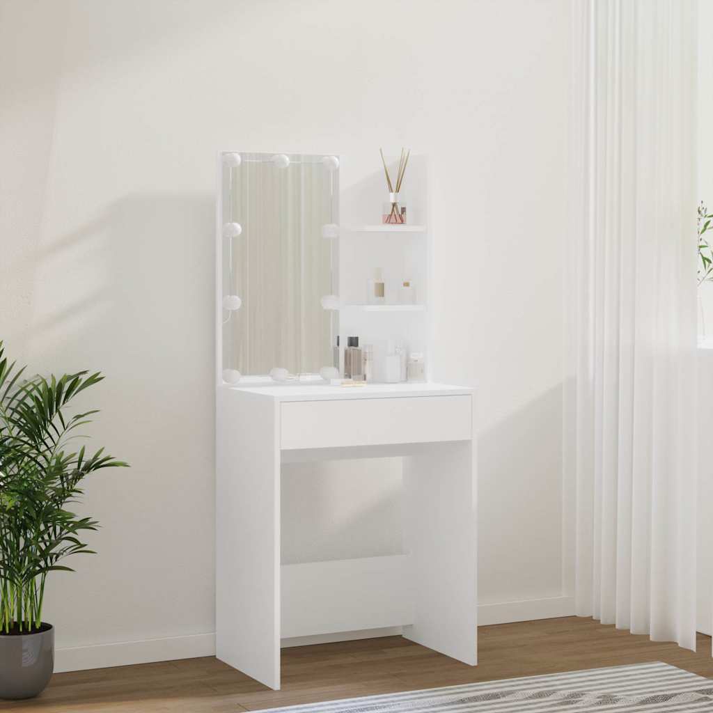 Dressing Table with LED 60x40x140 cm White