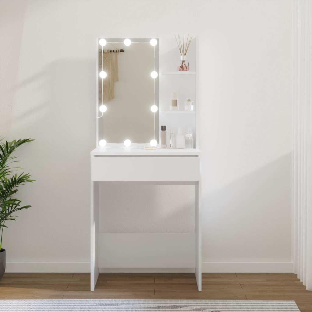 Dressing Table with LED 60x40x140 cm White