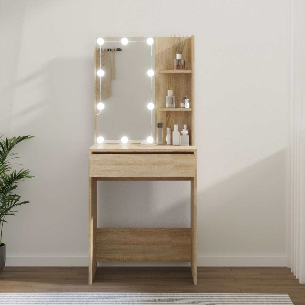 Dressing Table with LED 60x40x140 cm Sonoma oak