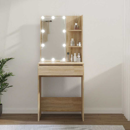 Dressing Table with LED 60x40x140 cm Sonoma oak