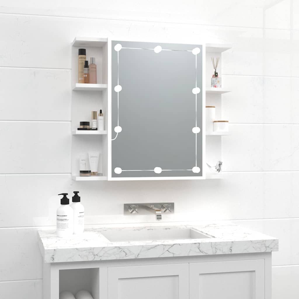 Mirror Cabinet with LED 70x16,5x60 cm White