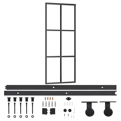 vidaXL Sliding Door with Hardware Set ESG Glass&Aluminium 76x205 cm 2