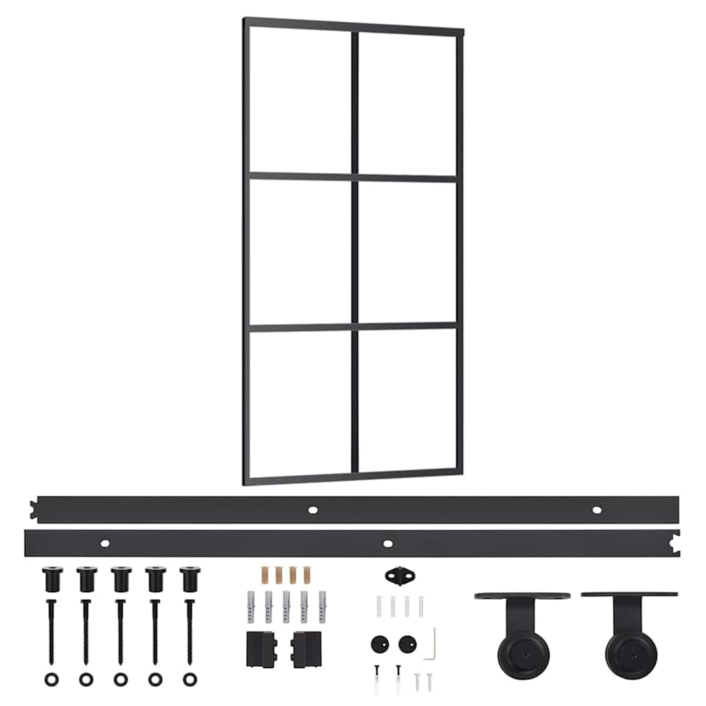 vidaXL Sliding Door with Hardware Set ESG Glass&Aluminium 102x205 cm 2