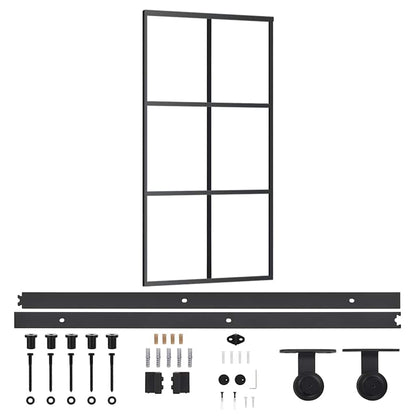 vidaXL Sliding Door with Hardware Set ESG Glass&Aluminium 102x205 cm 2