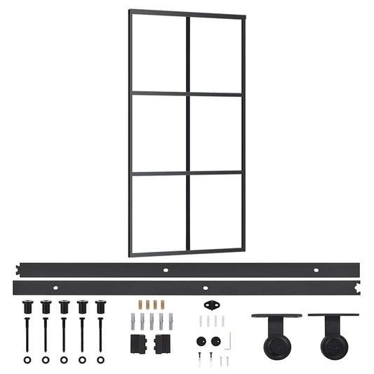 vidaXL Sliding Door with Hardware Set ESG Glass&Aluminium 102x205 cm 2