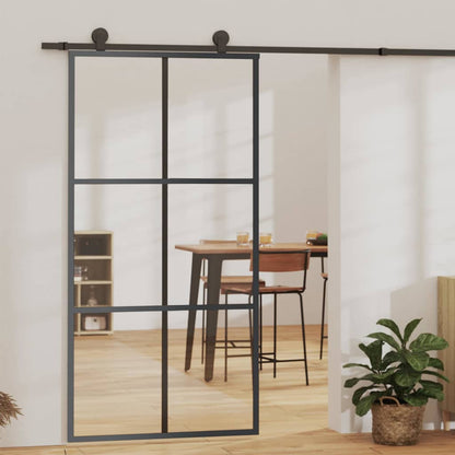 vidaXL Sliding Door with Hardware Set ESG Glass&Aluminium 102x205 cm 1