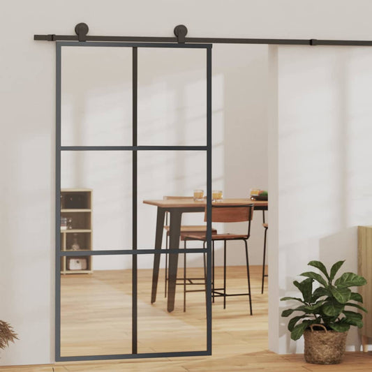 vidaXL Sliding Door with Hardware Set ESG Glass&Aluminium 102x205 cm 1