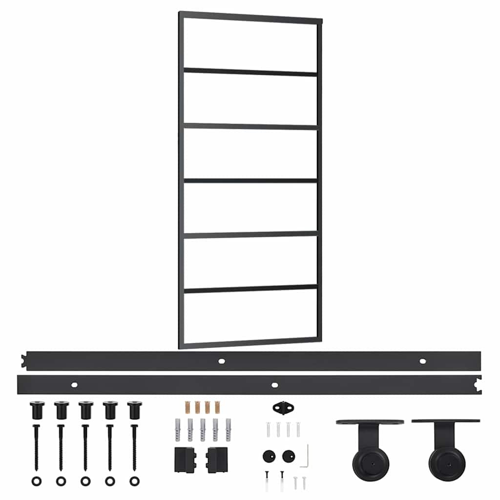 vidaXL Sliding Door with Hardware Set ESG Glass&Aluminium 90x205 cm 2