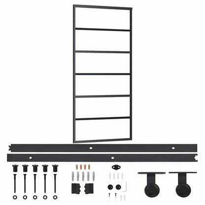 vidaXL Sliding Door with Hardware Set ESG Glass&Aluminium 90x205 cm 2