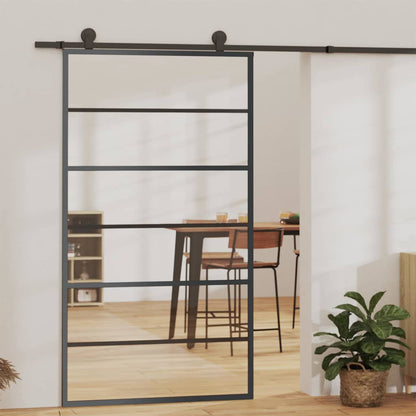 vidaXL Sliding Door with Hardware Set ESG Glass&Aluminium 76x205 cm 183 cm Sliding Rail
