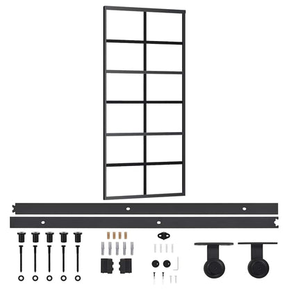 vidaXL Sliding Door with Hardware Set ESG Glass&Aluminium 90x205 cm 2