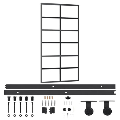 vidaXL Sliding Door with Hardware Set ESG Glass&Aluminium 102x205 cm 2