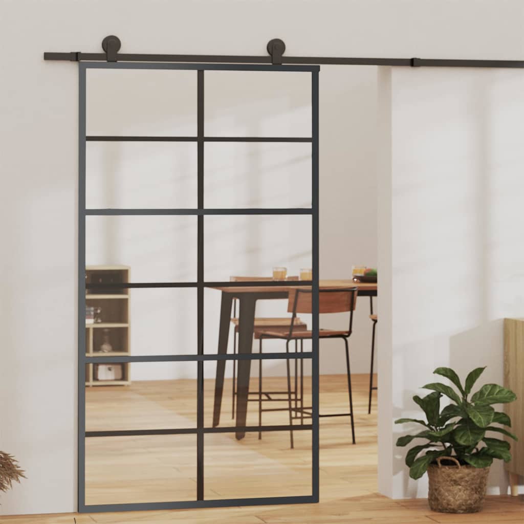 vidaXL Sliding Door with Hardware Set ESG Glass&Aluminium 102x205 cm 1