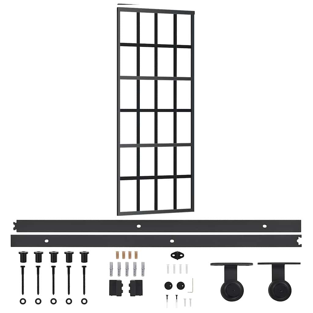 vidaXL Sliding Door with Hardware Set ESG Glass&Aluminium 76x205 cm 2