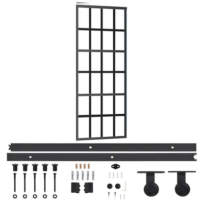 vidaXL Sliding Door with Hardware Set ESG Glass&Aluminium 76x205 cm 2
