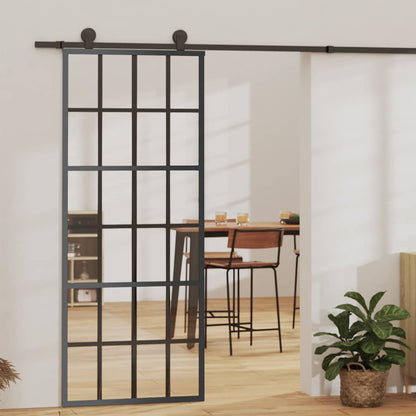 vidaXL Sliding Door with Hardware Set ESG Glass&Aluminium 76x205 cm 1