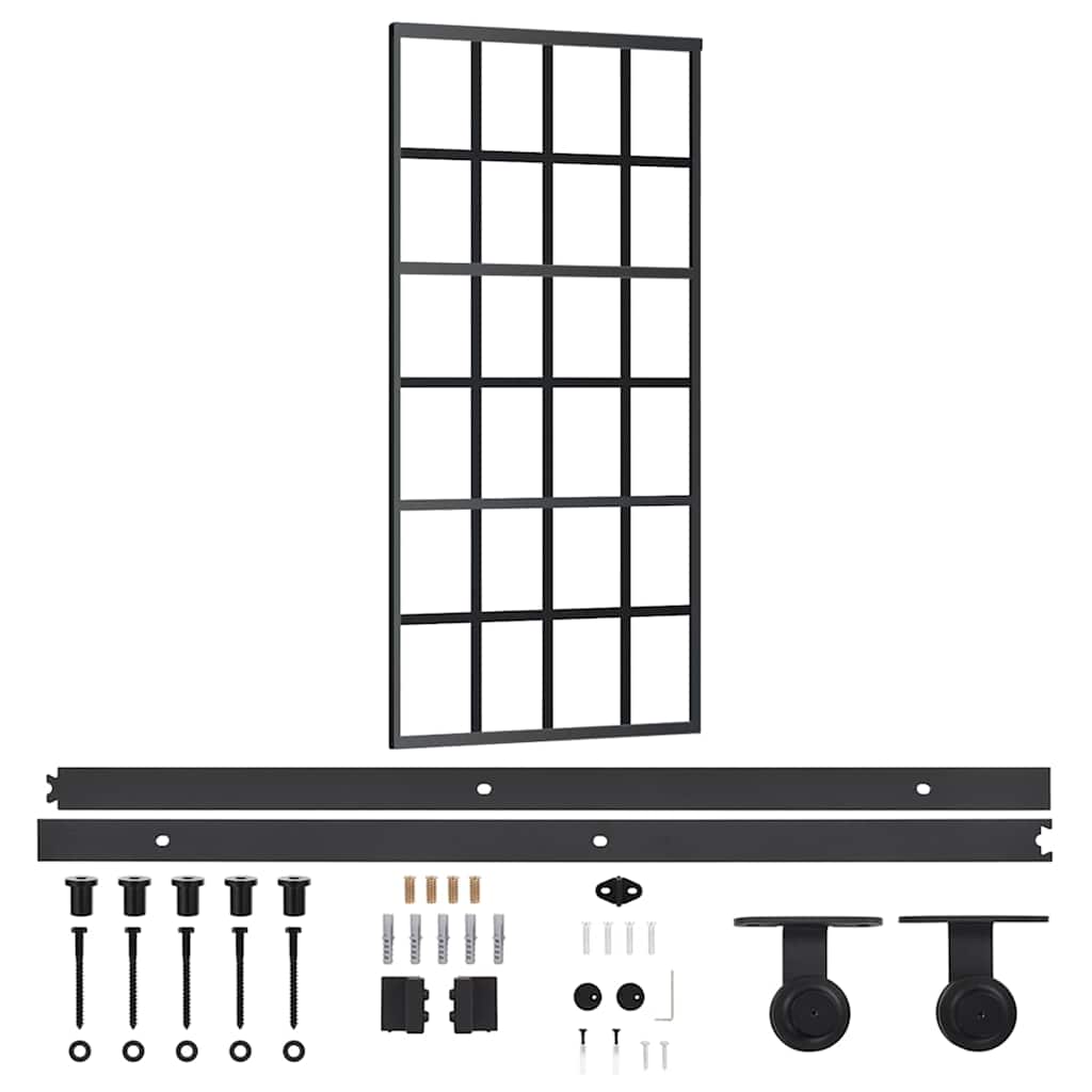 vidaXL Sliding Door with Hardware Set ESG Glass&Aluminium 90x205 cm 2
