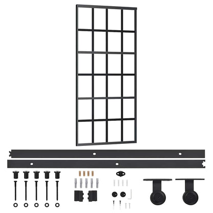 vidaXL Sliding Door with Hardware Set ESG Glass&Aluminium 90x205 cm 2