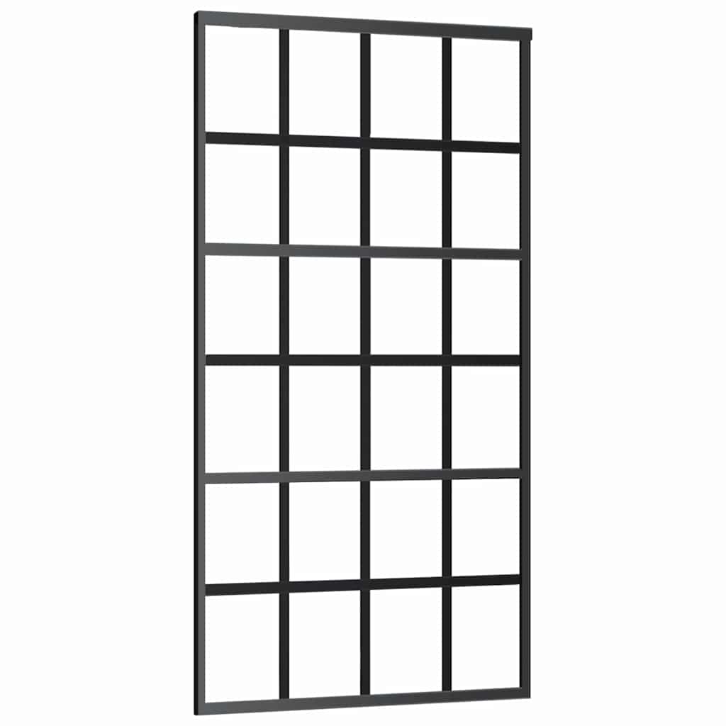 Sliding Door with Hardware Set ESG Glass&Aluminium 76x205 cm 183 cm sliding rail 102 cm 6x4 grids