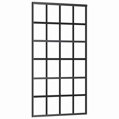 Sliding Door with Hardware Set ESG Glass&Aluminium 76x205 cm 200 cm sliding rail 102 cm 6x4 grids