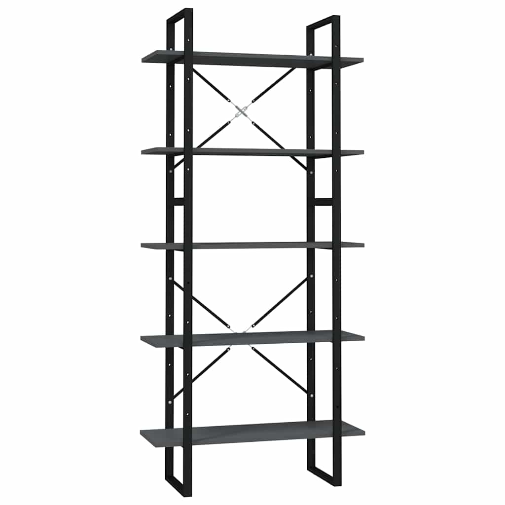 5-Tier Book Cabinet 80x30x175 cm Engineered Wood Grey