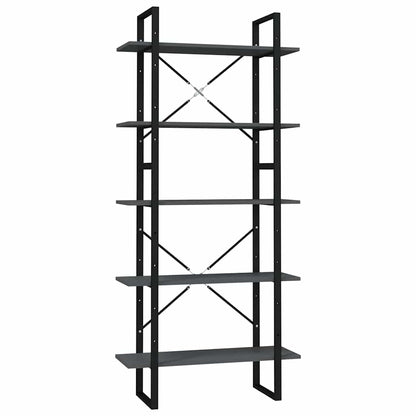 5-Tier Book Cabinet 80x30x175 cm Engineered Wood Grey